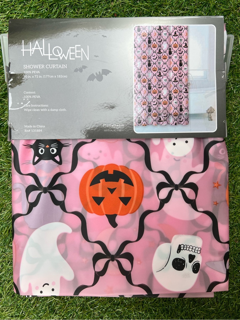 Pink Halloween Bow PEVA Shower Curtain